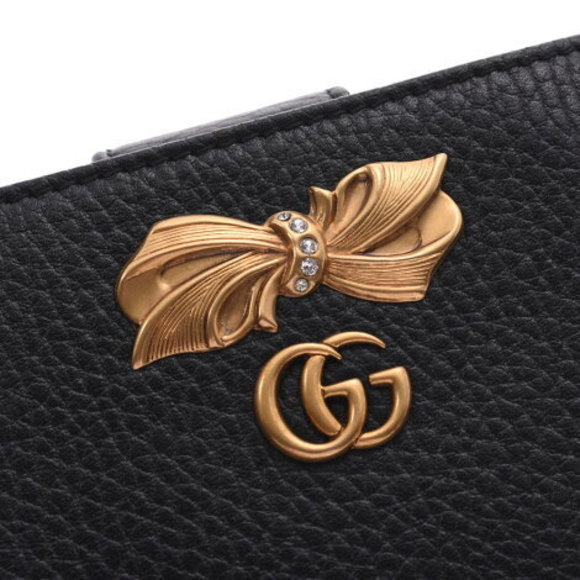 GUCCI Bow Wallet Black Leather Bifold - Picture 8 of 12